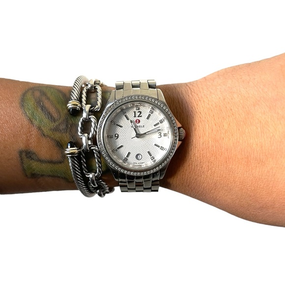 Michele Diamond Stainless Steel Bracelet Watch with Adjustable Band main image 6